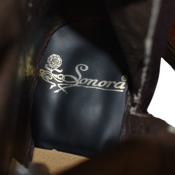 Sonora Distressed Brown Leather Zip Up Buckle Cowboy Boots - Picture 10 of 12